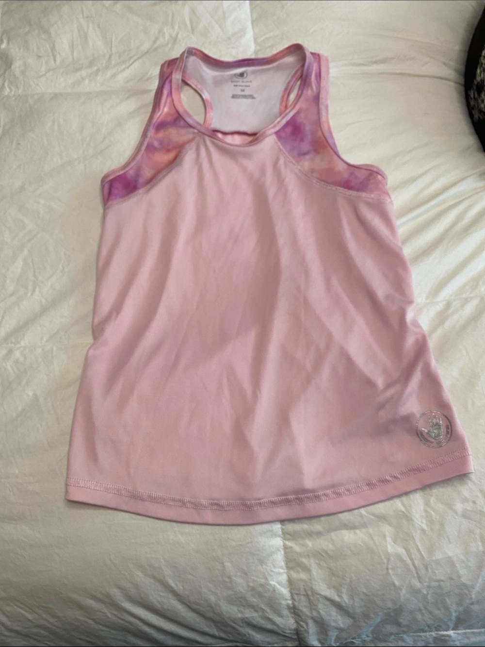 Body Glove Light Pink Racerback Tank with Tie-Dye Trim